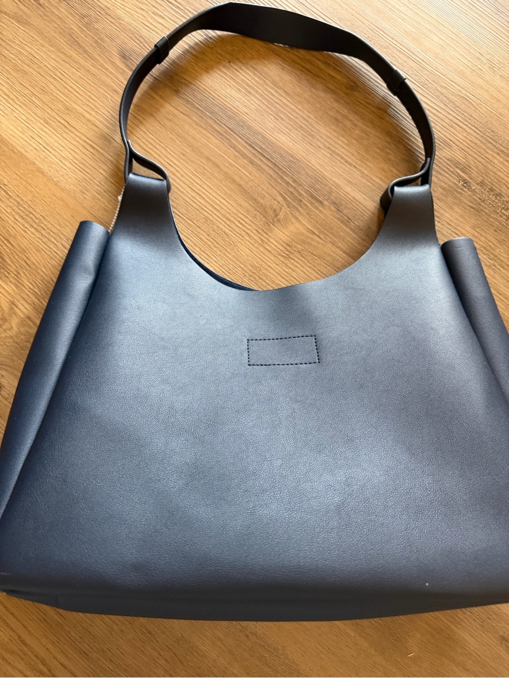 Neiman Marcus Navy Blue Leather Shoulder Bag